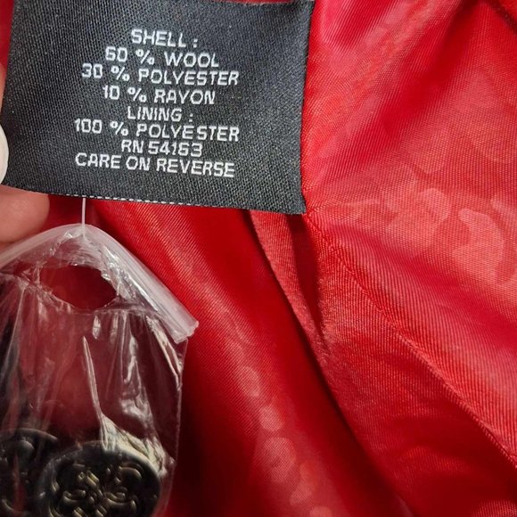 Guess Moda International Red Skirt Bottom Pea Coat Size Small - Picture 11 of 13
